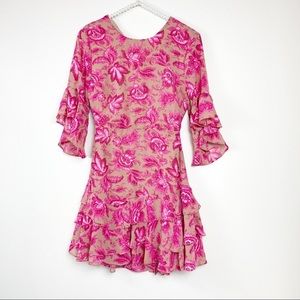 NWOT Doubleshot Tan and Pink Floral Dress